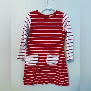 Luigi Kids Red and White Striped Dress with Pockets